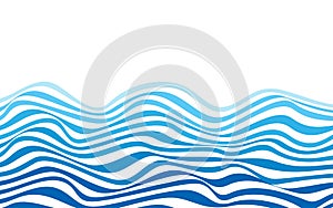 Blue ocean wave lines abstract vector background