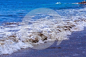 Blue ocean wave with splashes, Tenerife, Canary Islands.