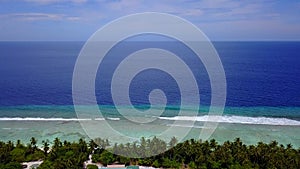 Blue ocean white sand beach nature tropical palms Island. Caribbean sea and sky. landscape Island. Palms turquoise sea