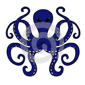 Blue octopus drawing