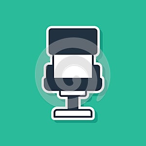 Blue Office chair icon isolated on green background. Armchair sign. Vector