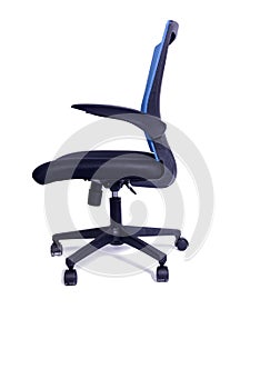 The blue office chair isolated on the white background