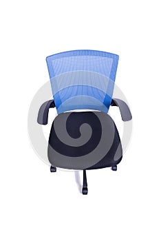 The blue office chair isolated on the white background