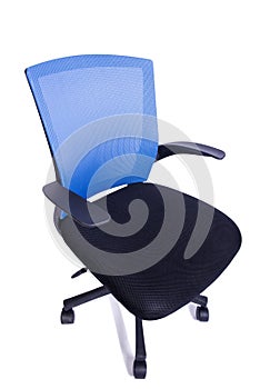 The blue office chair isolated on the white background