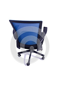 The blue office chair isolated on the white background