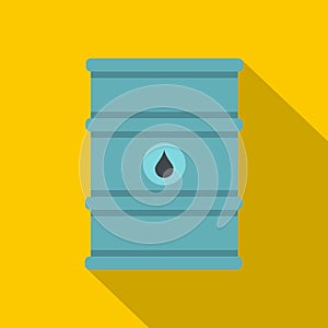 Blue oil barrel icon, flat style