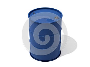 Blue oil barrel on white background photo