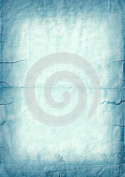 Blue old paper abstract grunge background, cyan tear letter banner.