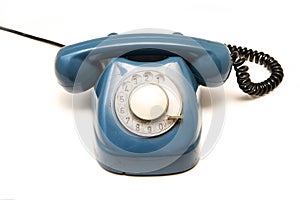 blue old retro rotary mechanical phone