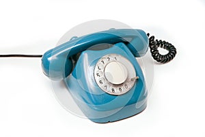 Blue old retro rotary mechanical phone