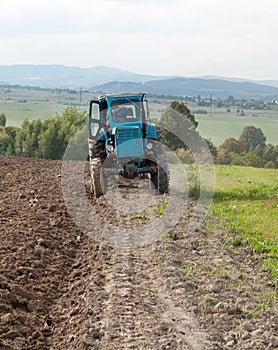 Blue old tractor