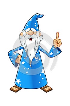 Blue Old Wizard Character