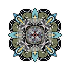 Blue and olive green mandala