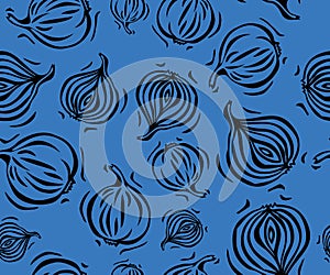 Blue Onion Seamless Pattern