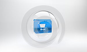 Blue Online shopping on screen icon isolated on grey background. Concept e-commerce, e-business, online business