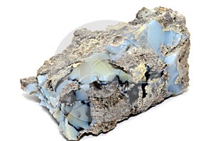 Blue Opal specimen isolated on white