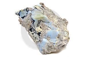 Blue Opal specimen isolated on white