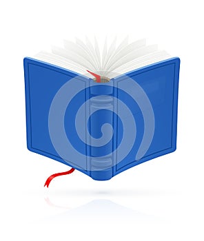 Blue open book with red bookmark vector