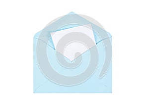 Blue open envelope with paper Isolated