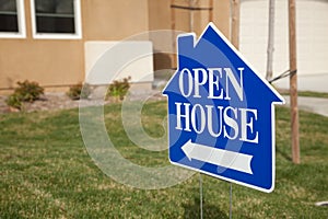 Blue Open House Sign