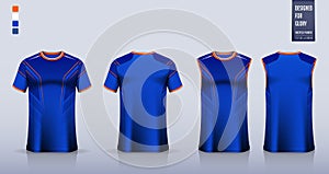 Blue Orange Abstract pattern T-shirt sport, Soccer jersey, football kit, basketball uniform, tank top, running singlet mockup.