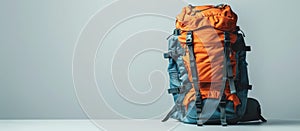 Blue and Orange Backpack on Table