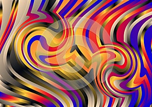 Blue Orange and Brown Curvature Ripple Lines Background Vector Art