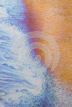 Blue and orange ceramic glaze background