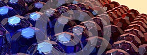 Blue and Orange Crystal Sphere Geometry Shape Refraction and Reflection Elegant Modern 3D Rendering Abstract Background