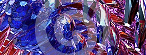 Blue and Orange Crystal Sphere Shape Refraction and Reflection Elegant Modern 3D Rendering Abstract Background