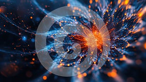 Blue Orange Explosion Close-Up