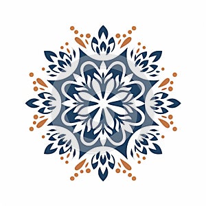 Blue Orange Floral Pattern In Vector Style