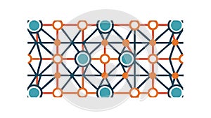 Blue Orange Geometric Grid: Modern Interlocking Pattern Design, vector design Generative AI