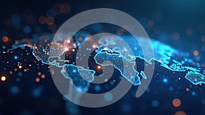 Blue and orange globe with a lot of lights on it