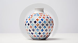 Blue And Orange Grid Design Vase Inspired By Lois Greenfield