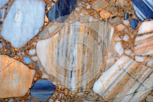 Blue and orange marble texture background