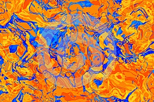 Blue and Orange Marbled Background
