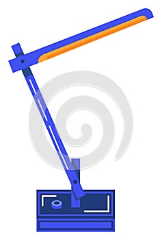 Blue and orange modern desk lamp on. Flat design home office and reading concept. Stylish lighting equipment vector