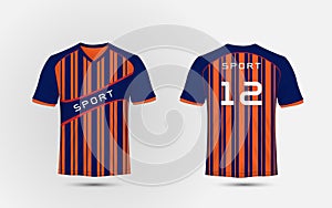 Blue and orange pattern sport football kits, jersey, t-shirt design template photo