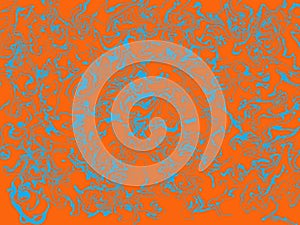 Blue and orange posterization background made of interweaving curved shapes. Digital art photo