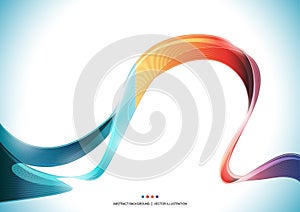 Blue orange red purple colorful wave stripe ribbon abstract Background, transparent vector illustration