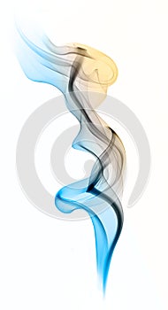 Blue-orange smoke on white