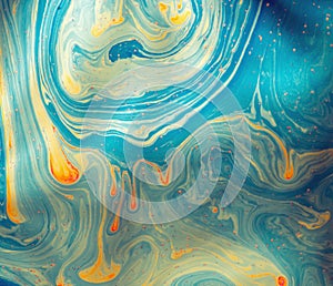 Blue and orange soap bubble abstract background