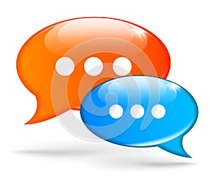Blue and orange speech bubbles