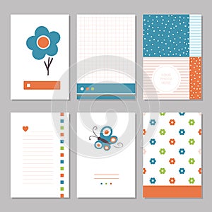 Blue and orange spring flowers stationary pages