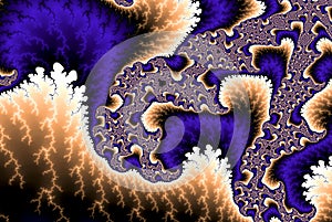 Blue orange swirl. Psychedelic colorful fractal