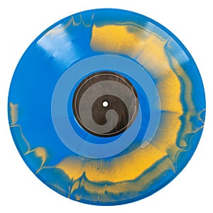 Blue and orange swirl vinyl record