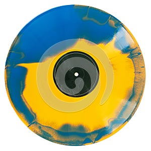 Blue and orange swirl vinyl record