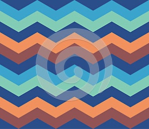 Blue Orange Zigzag Retro Pattern seamless background