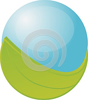 Blue orb with leaf